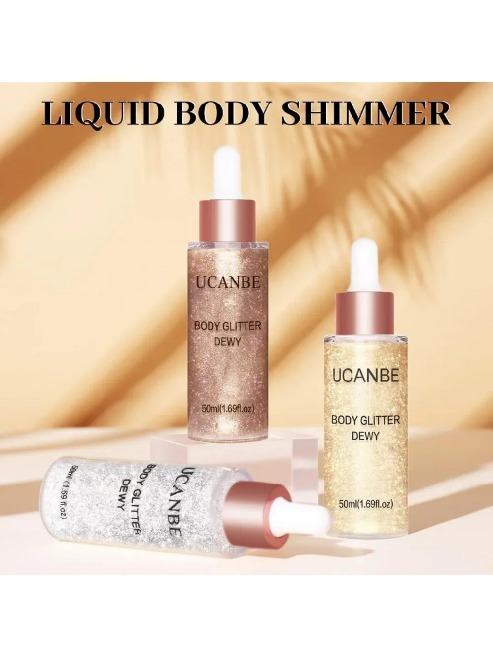 3 Pcs Liquid Highlighter Set - Dewy Glow Shimmer Drops, Hydrating & Lightweight